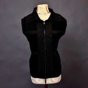 VTG Planet Company Woman Suede & Knit Zip Vest – Size 3X
